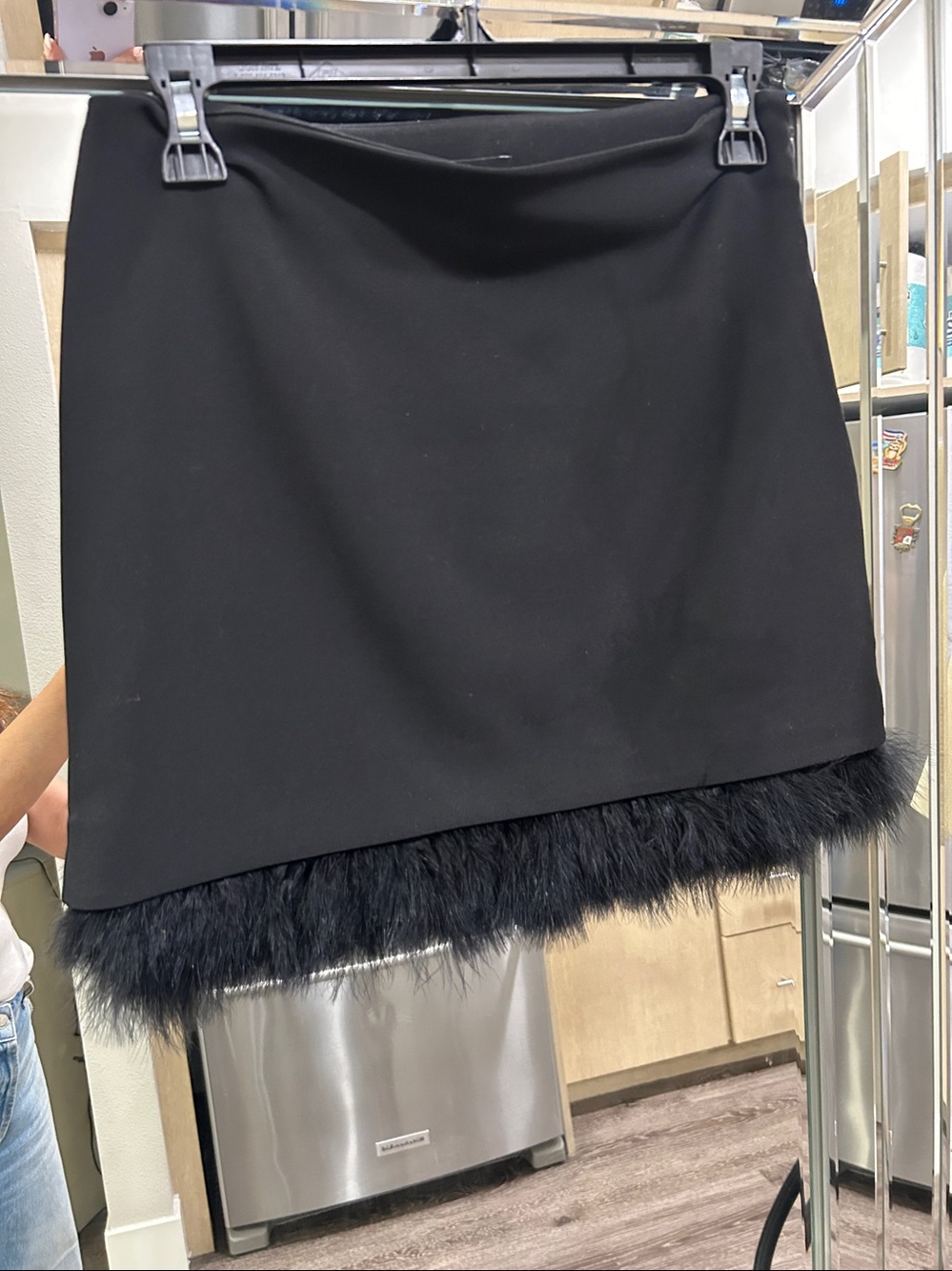 Express Black Mini Skirt with Faux-Fur Trim